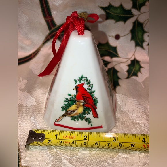 Vintage Jasco Festive Fragrant Hanging Ornament Cardinal Birds 3.5 In Porcelain - Picture 7 of 7